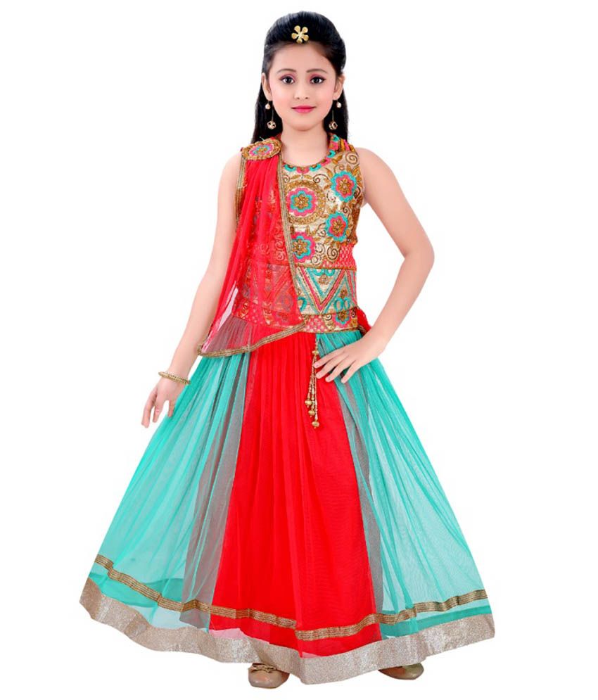 Saarah Multicolour Net Lahenga - Buy Saarah Multicolour Net Lahenga ...