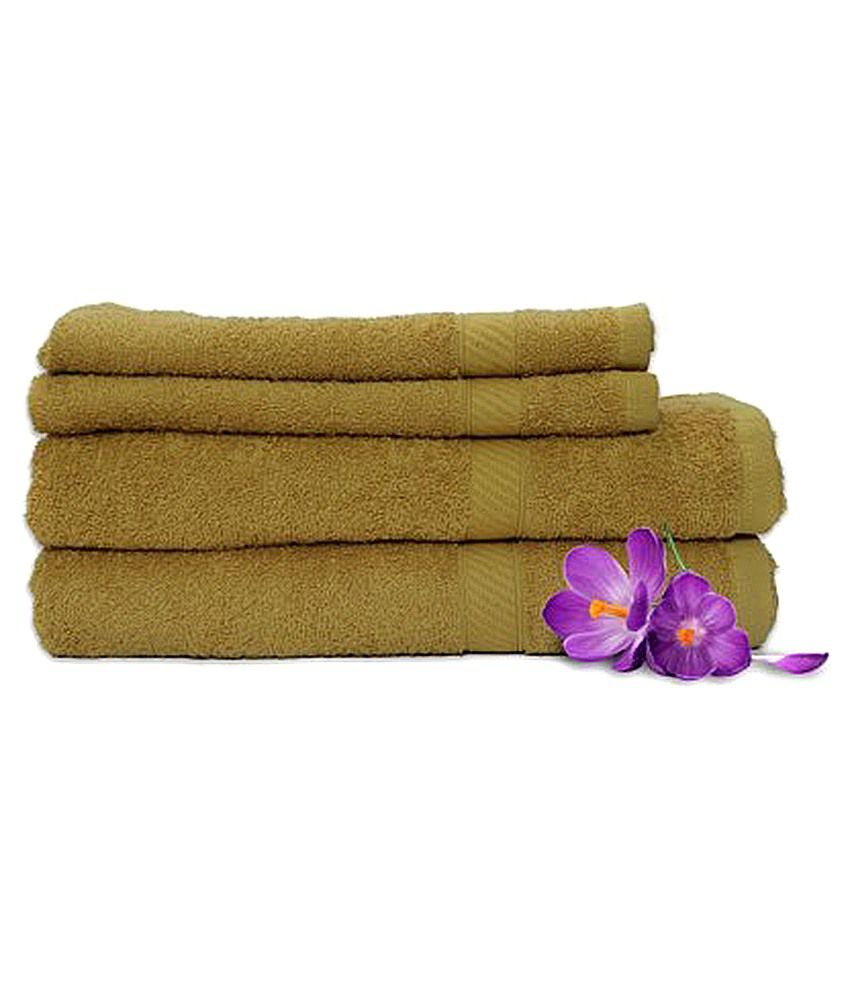     			Welhome by Welspun Golden Cotton Towels Set Of 4
