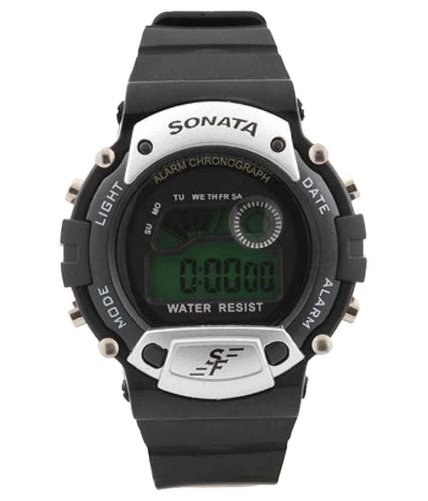 simple black digital watch