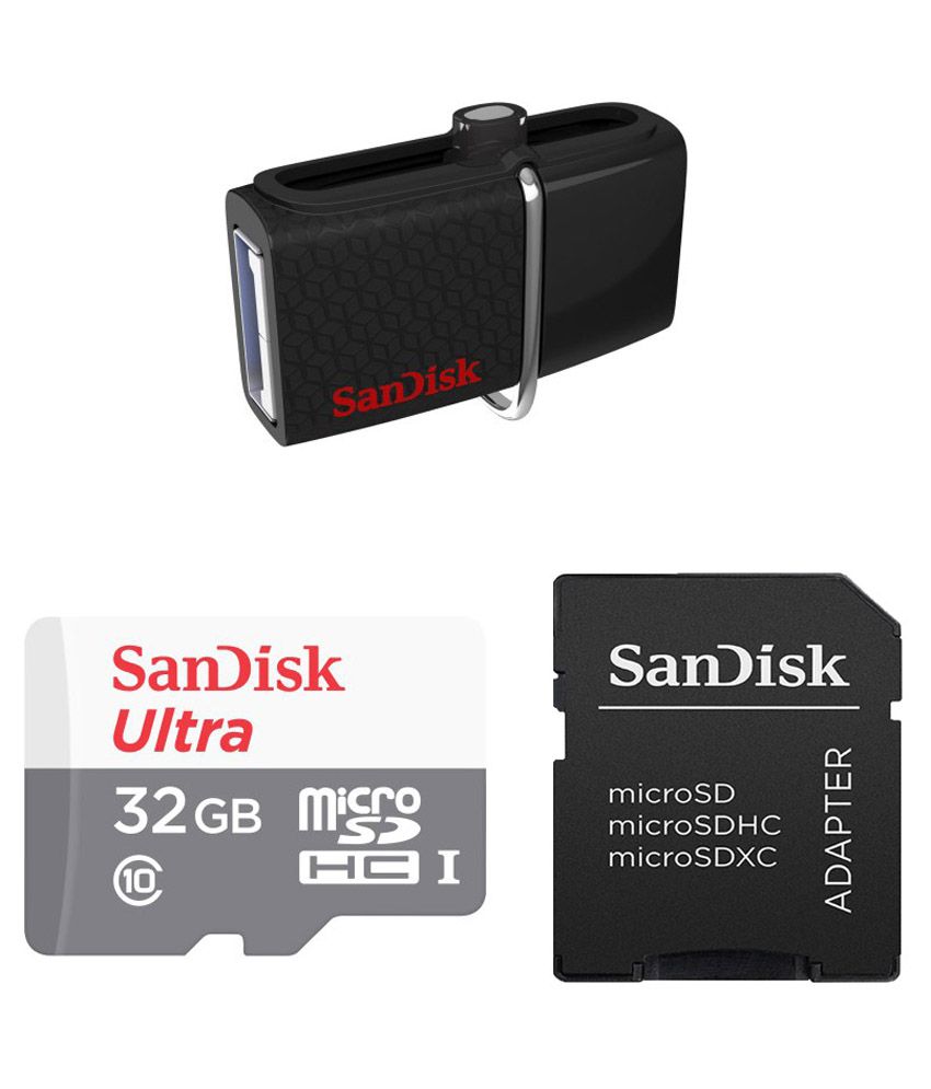 Sandisk 32 Gb Class 10 Memory Card With 32 Gb Ultra Dual 3 0 Pendrive Memory Cards Online At Low Prices Snapdeal India