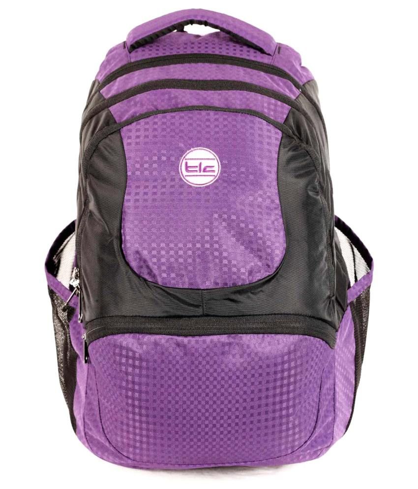TLC Purple & Black Polyester Backpack Buy TLC Purple & Black