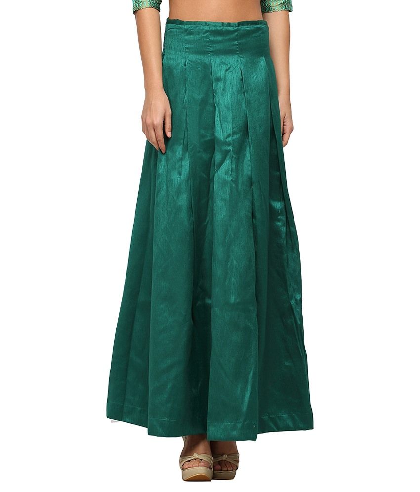 green silk maxi skirt