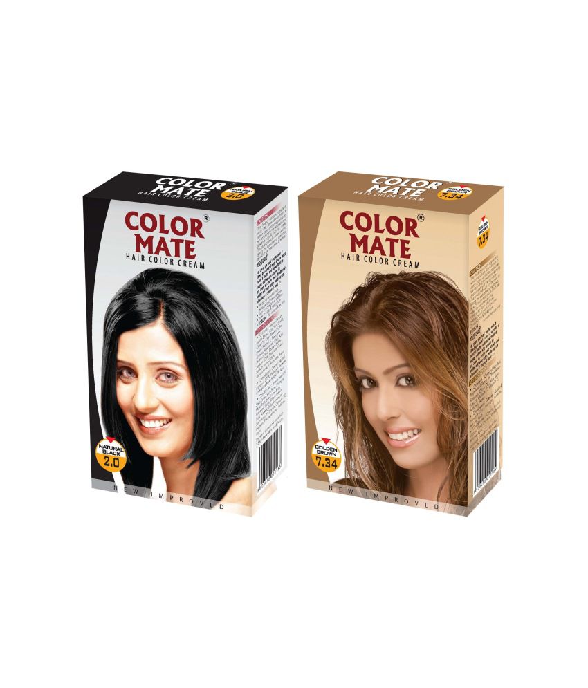 Color Mate Hair Color Cream Natural Black + Golden Brown: Buy Color ...