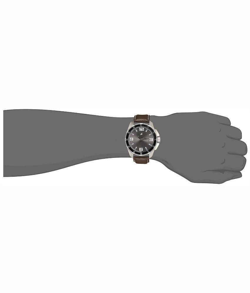 fastrack brown leather watch