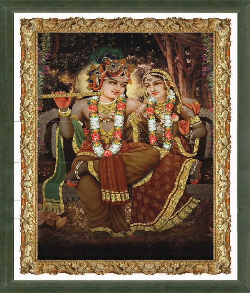 Wall Decor Multicolour Lord Krishna Poster With Frame : Buy Wall Decor