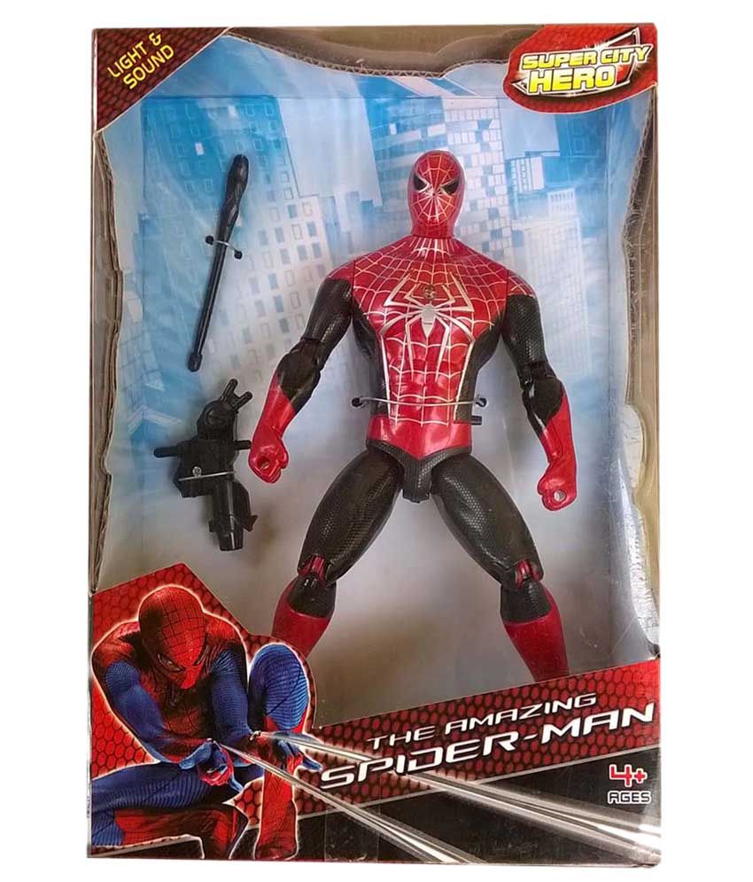 black and red spiderman toy