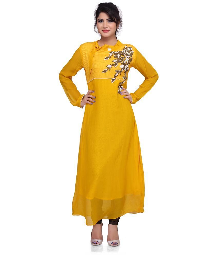 Sumaya Fashions Yellow Anarkali Pure Georgette Kurti - Buy Sumaya ...