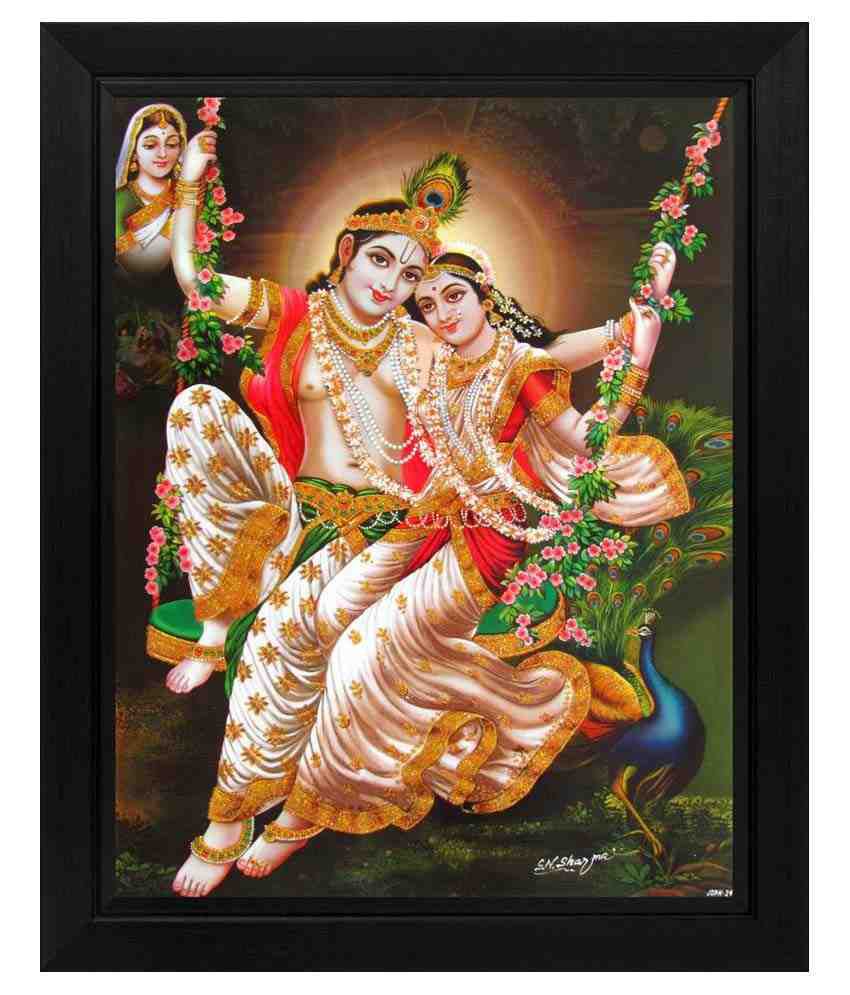 Avercart Textured Lord Krishna/Radha Krishna Poster With Frame ...