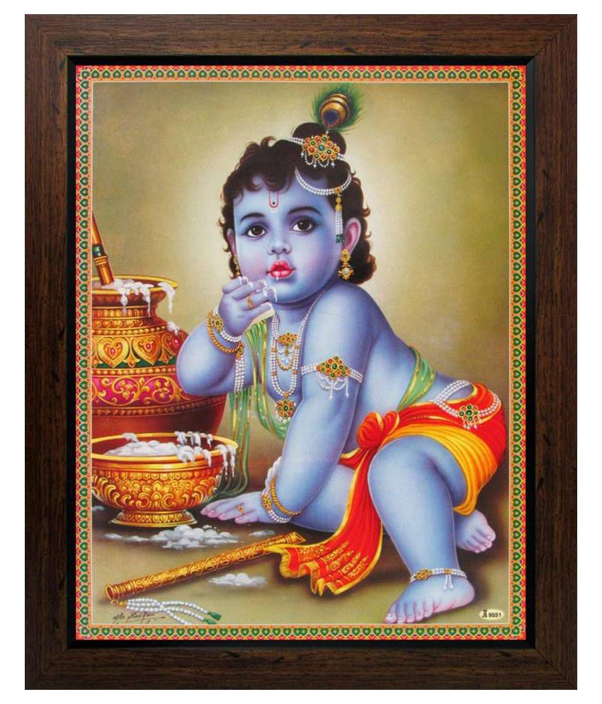 Avercart Lord Krishna/Baby Krishna/Bal Gopal Poster With Frame ...