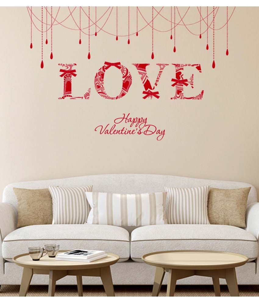 Stickerskart Multicolor Love Word With Hangings Background Design