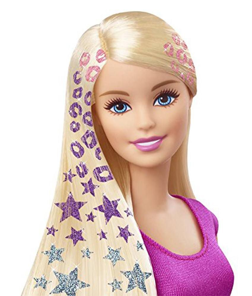 Barbie Imported Multicoloured Plastic Barbie Glitter Hair 