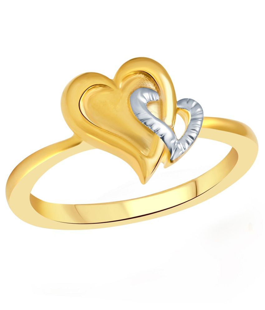     			Vighnaharta Modish Twin Heart Gold and Rhodium Plated Ring