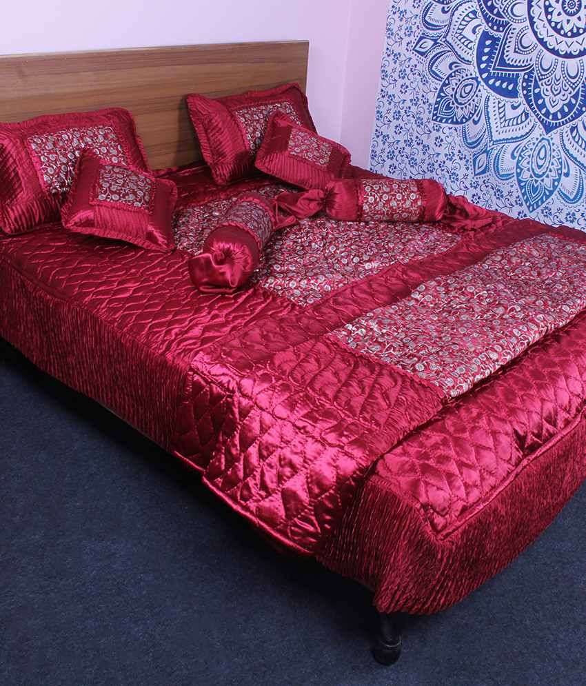 Jaipur Textile Hub Red Silk Bedding Set Jaipur Textile Hub Red Silk Bedding Set
