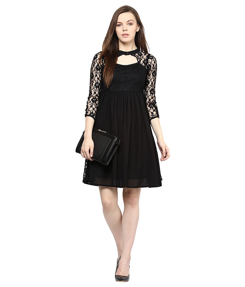 black lace shift dress