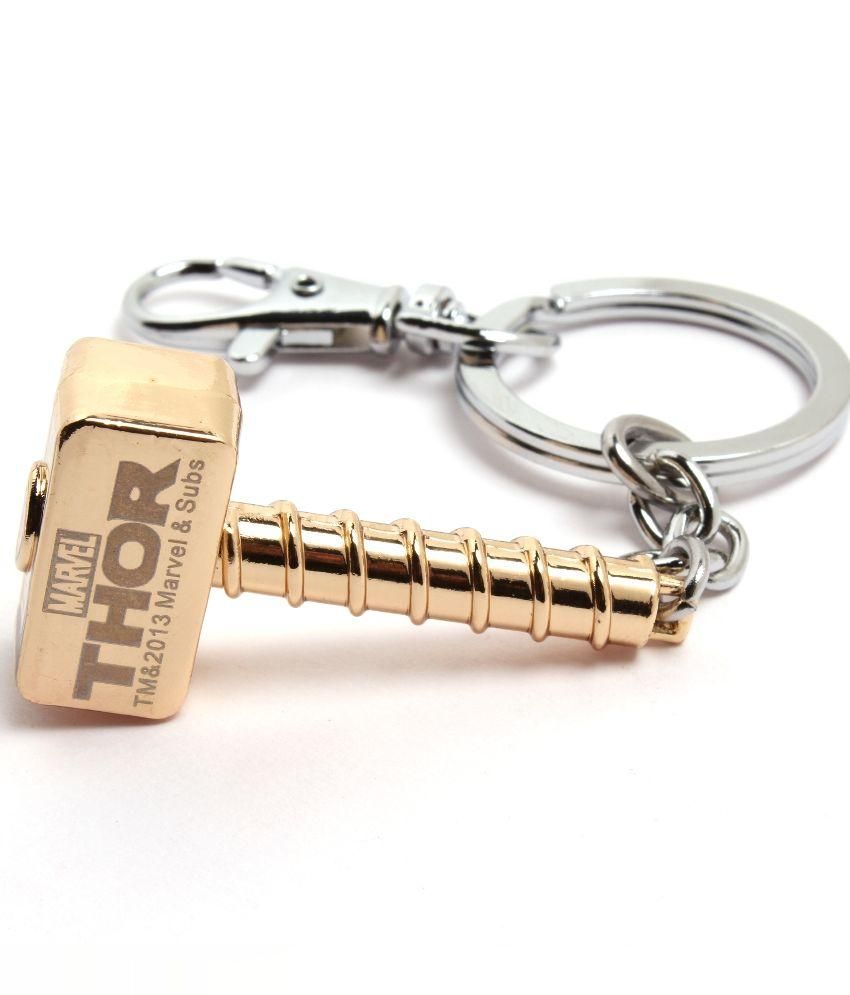 SRPC Gold and Silver Marvel Avengers Thor Hammer Keychain For Men Buy