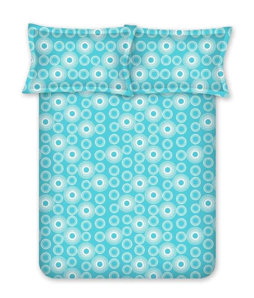 Bombay Dyeing Element Blue Geometrical Double Bedsheet with 2 Pillow