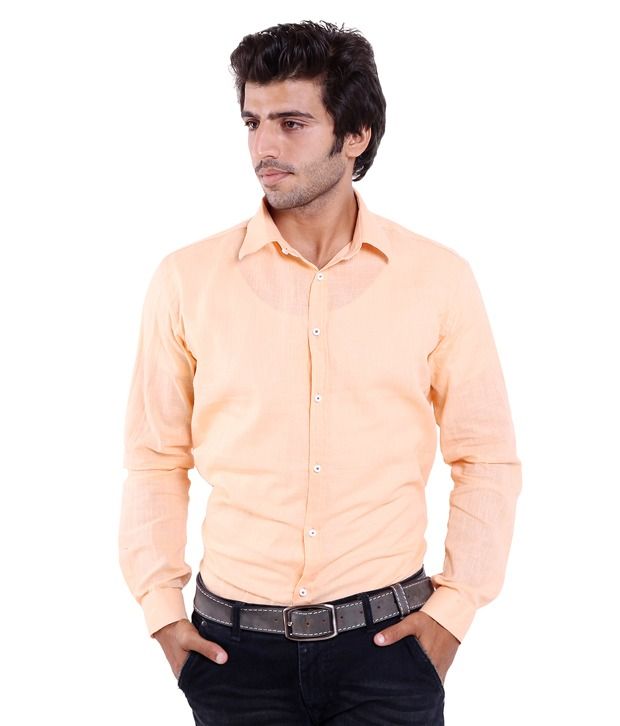 peach colour formal shirt