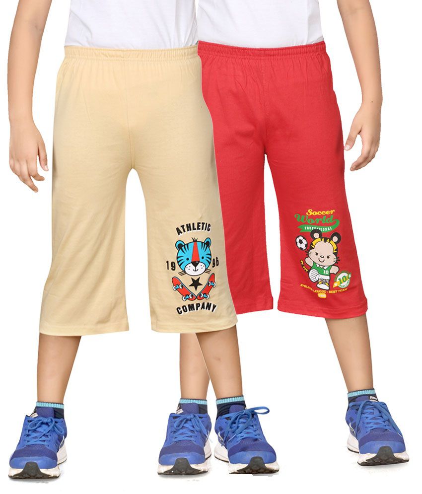     			Dongli Beige And Red Three Forth For Boys