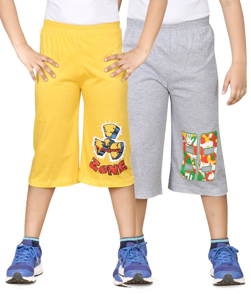     			Dongli Yellow And Grey Three Forth For Boys