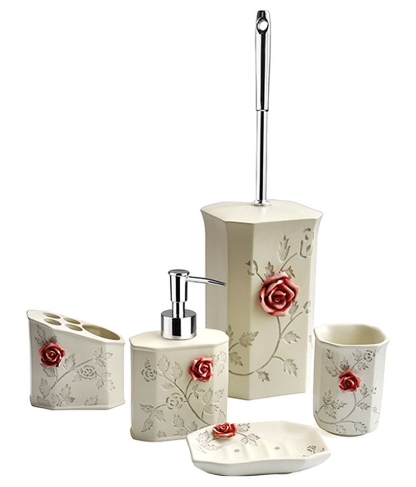 Shresmo Beige Resin Flora Bathroom Set Online At Low Price In Shresmo Beige Resin Flora Bathroom Set