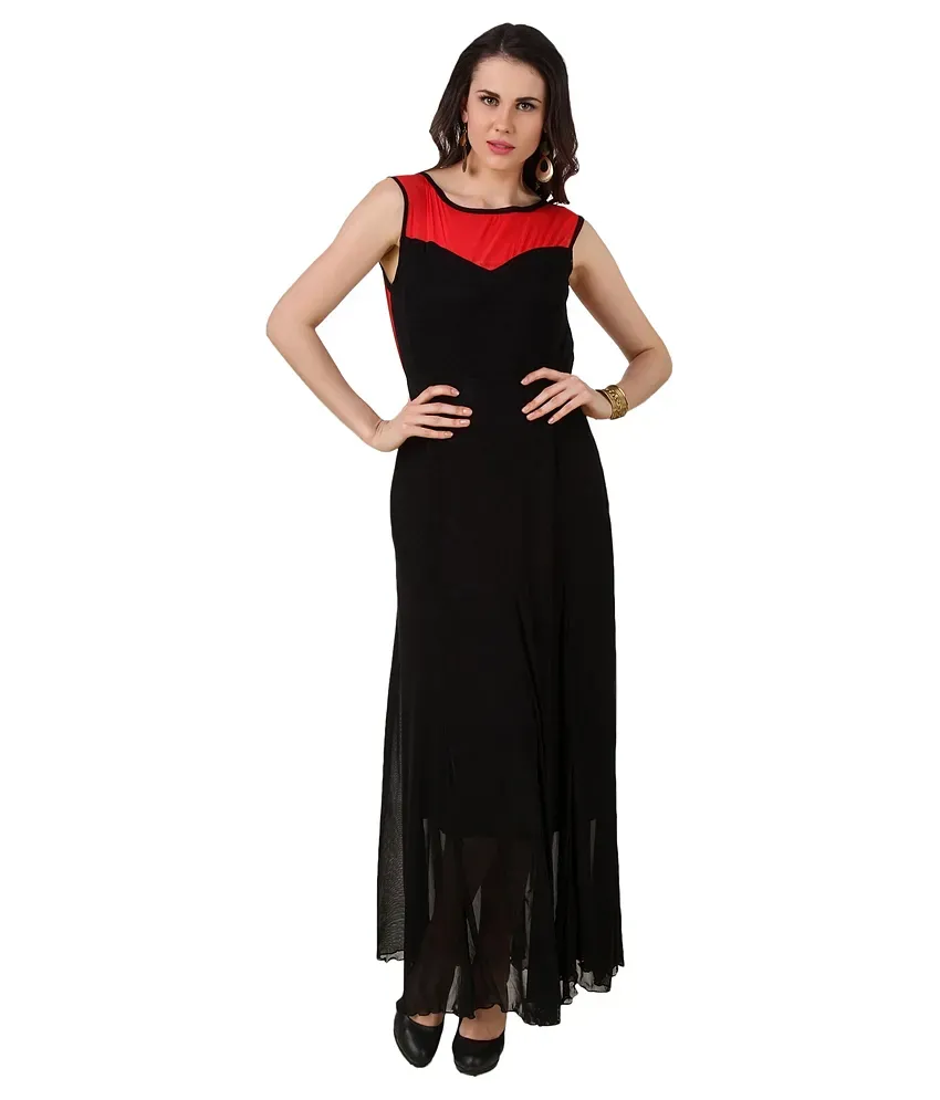 Fasense Black Net Maxi Dress