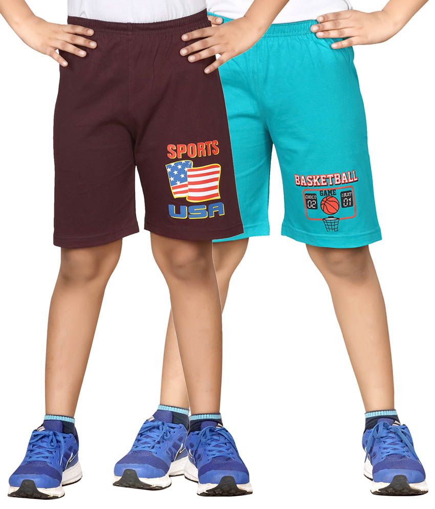     			Dongli Pack of 2 Cotton Shorts For Boys ( Multi )