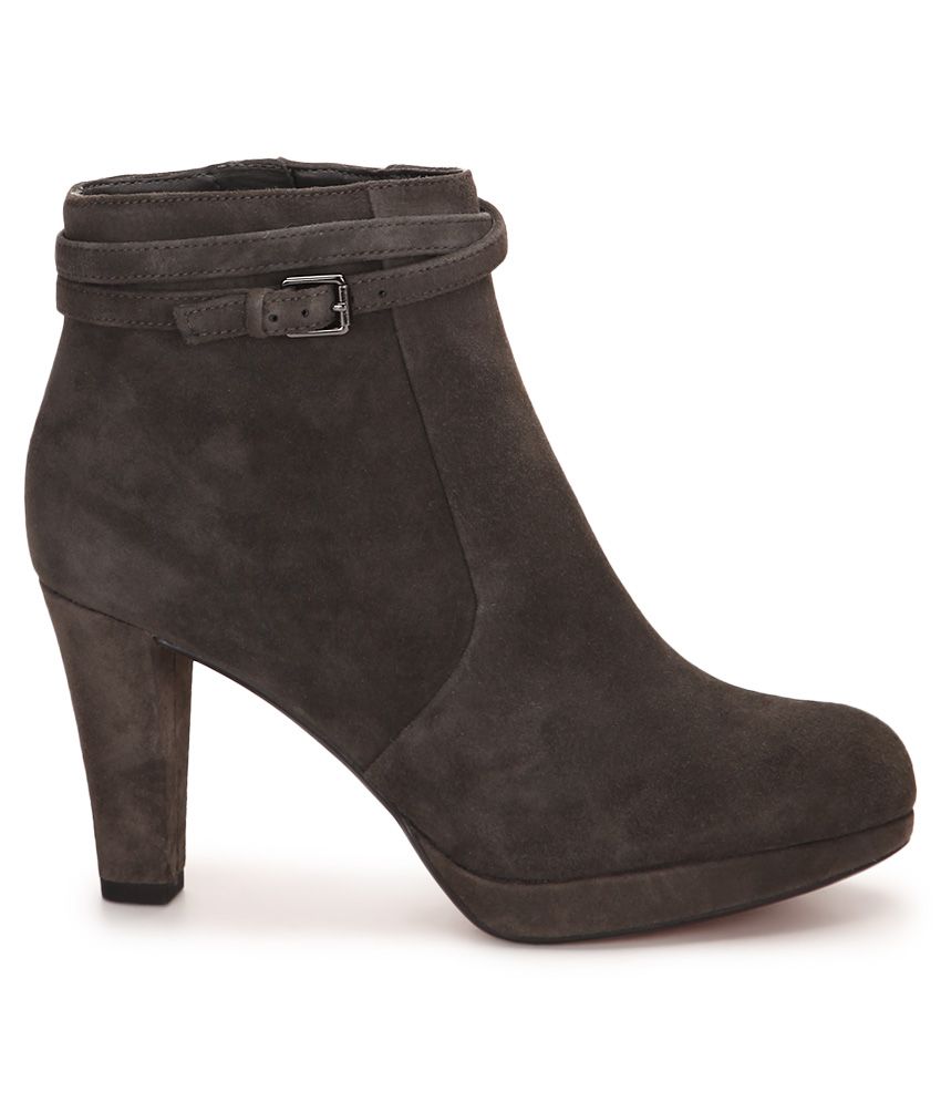 clarks gray ankle boots