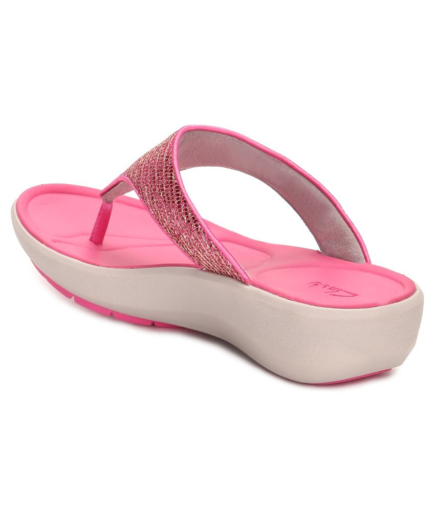 clarks pink wedges