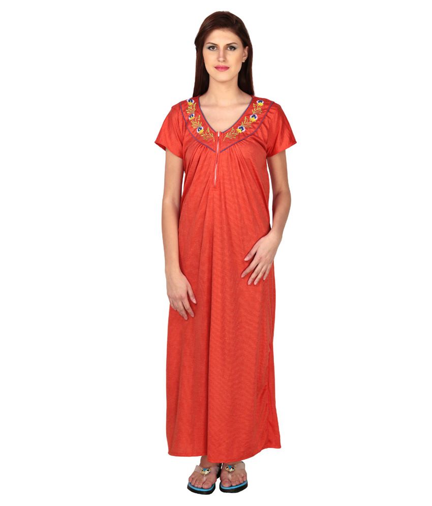 Buy Simrit Orange Cotton Nighty Online at Best Prices in India - Snapdeal