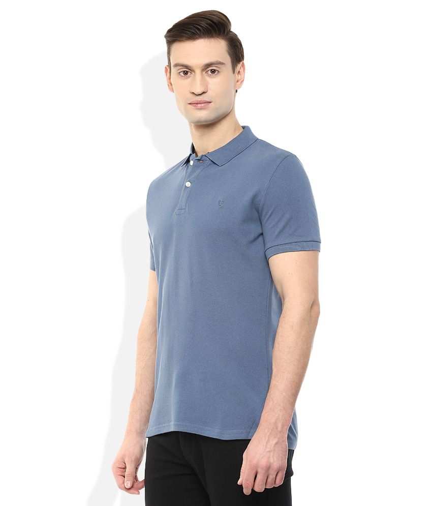 blue polo neck t shirt