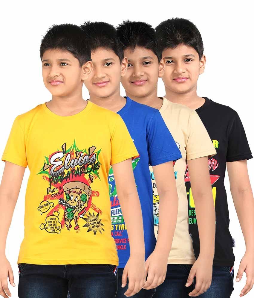     			Dongli Pack of 4 Boys 100% Cotton T-Shirt ( Multi Color )