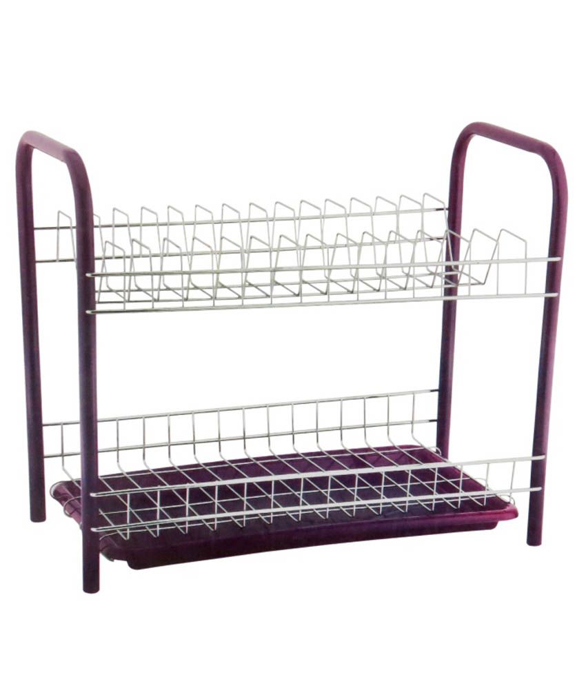     			Pindia Stainless Steel Pink 2 Tier Dish drainer