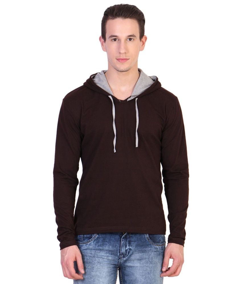 Katso Designs Brown Hooded T Shirts 