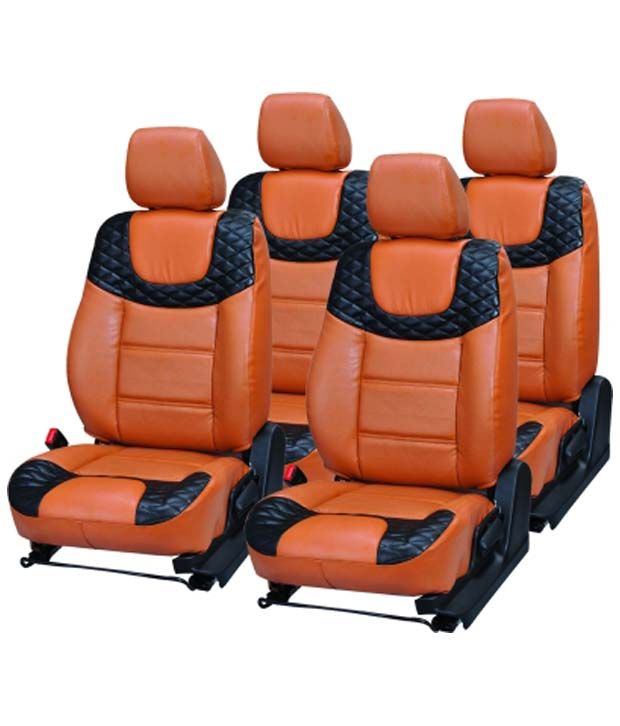 Musicar Orange Black Leatherite Seat Covers For Toyota Fortuner Musicar Orange Black Leatherite Seat Covers For Toyota Fortuner