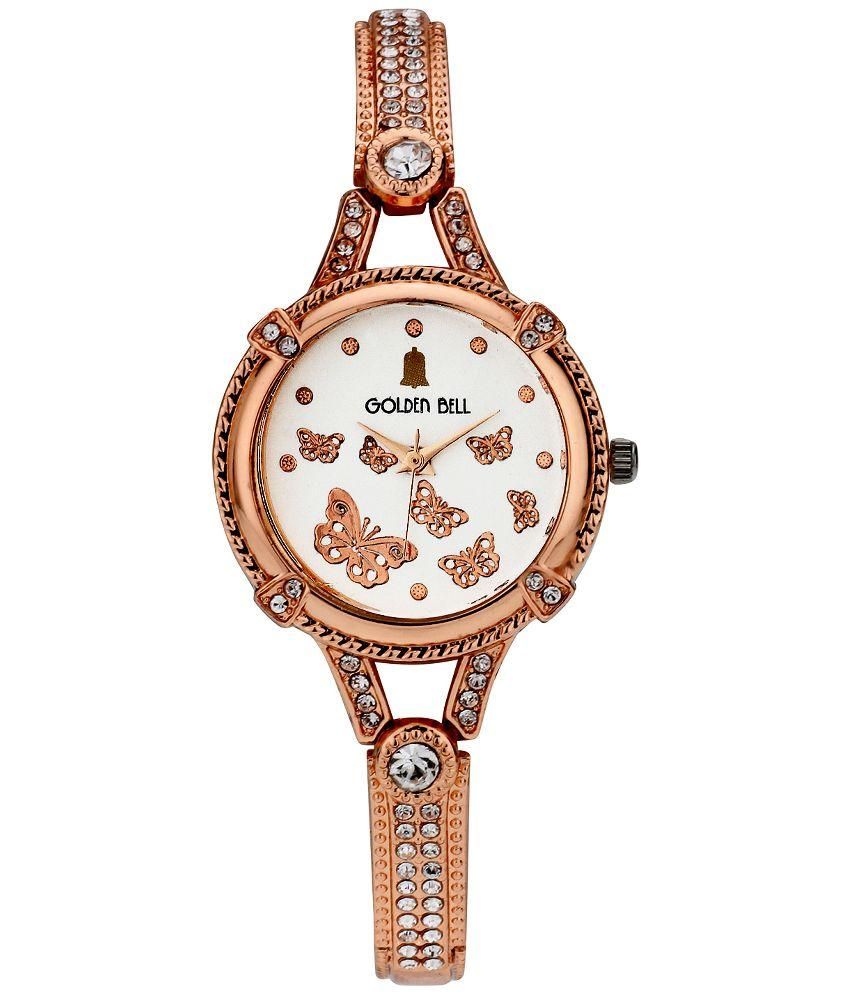 Golden Bell Golden Analog Watch Price 