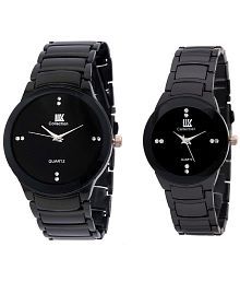 IIK Collection Black Analog Quartz Watch Pack Of -2