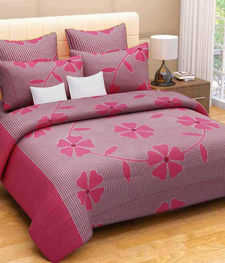 Geonature Red Cotton Double Bedsheet  With 2 Pillow Covers 