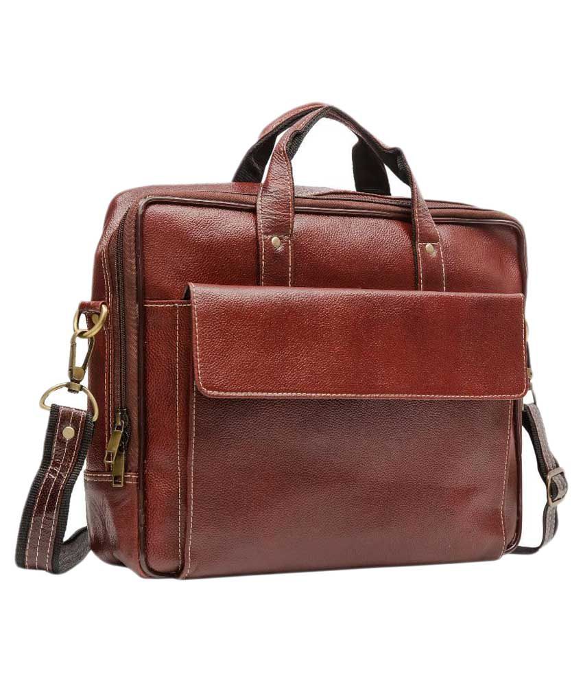 Amigo Brown Leather Laptop Bag - Buy Amigo Brown Leather Laptop Bag Online at Low Price - Snapdeal