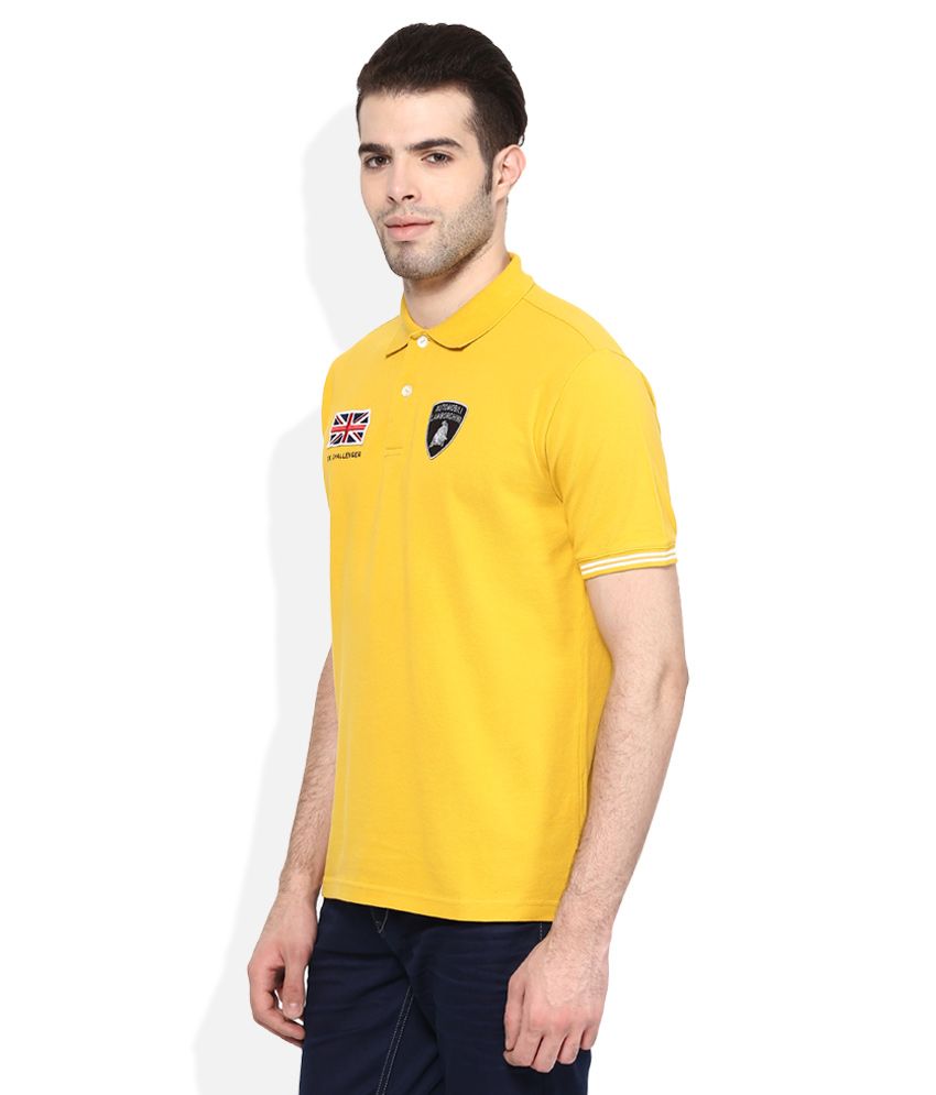 AUTOMOBILI LAMBORGHINI Yellow Regular Fit Polo T-Shirt - Buy AUTOMOBILI  LAMBORGHINI Yellow Regular Fit Polo T-Shirt Online at Low Price -  