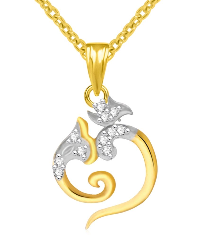Jewelscart Aum Gold And Rhodium Plated Pavitra Om Pendant With Chain Jewelscart Aum Gold And Rhodium Plated Pavitra Om Pendant With Chain In