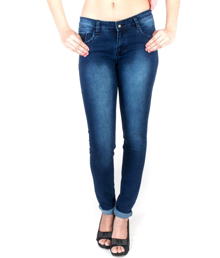Indulge Blue Silk Jeans - Buy Indulge Blue Silk Jeans Online at Best ...
