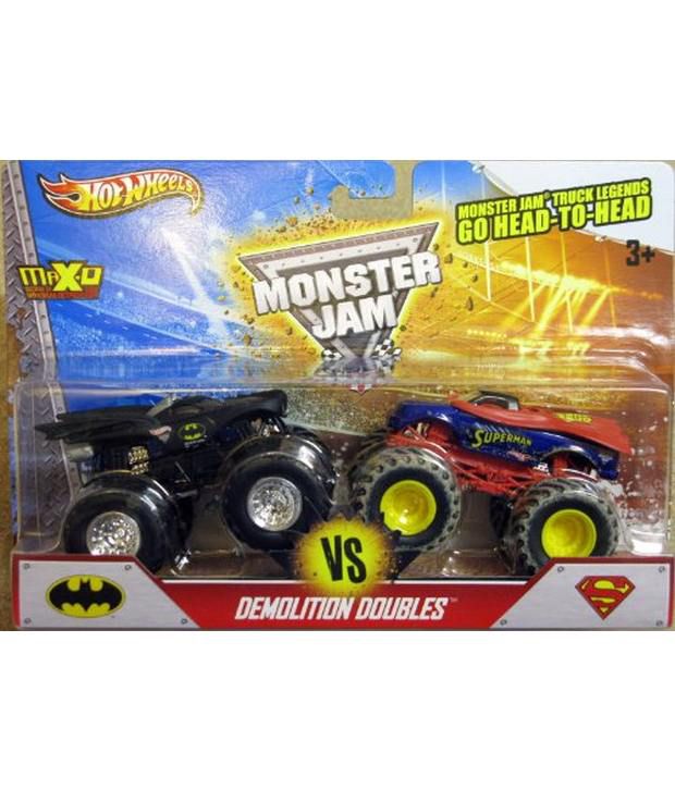 Hot Wheels Monster Jam Demolition Doubles - Batman VS Superman - 1:64 Scale  - Buy Hot Wheels Monster Jam Demolition Doubles - Batman VS Superman - 1:64  Scale Online at Low Price - Snapdeal