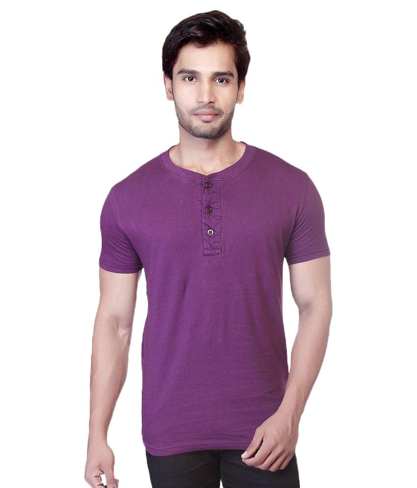 LUCfashion Purple Henley T Shirts - Buy LUCfashion Purple Henley T ...