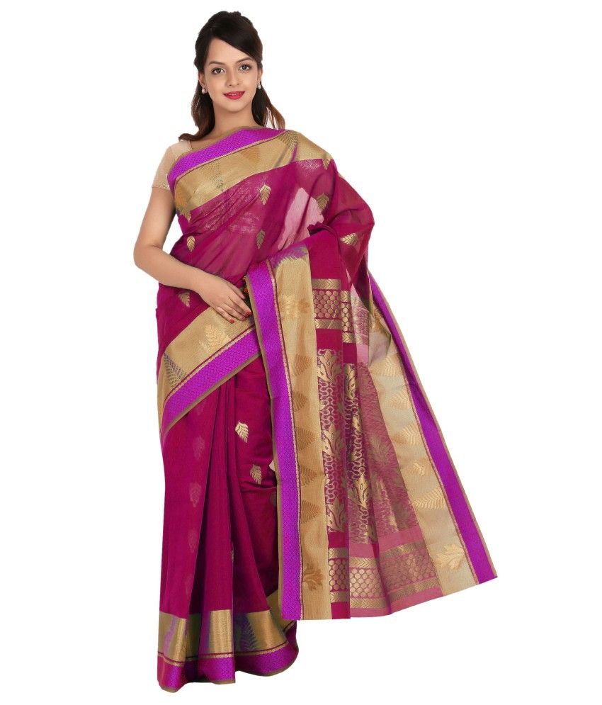 Pratamika Pink Cotton Silk Saree available at SnapDeal for Rs.1999