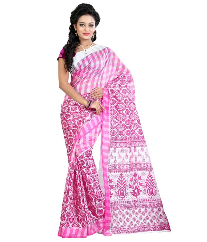 Vedant Lifestyle Pink Cotton Saree Buy Vedant Lifestyle Pink Cotton Saree Online At Low Price