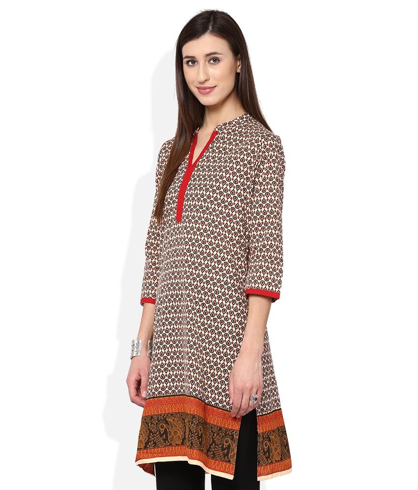 Rangmanch By Pantaloons Off White Printed Kurta - Buy Rangmanch By ...