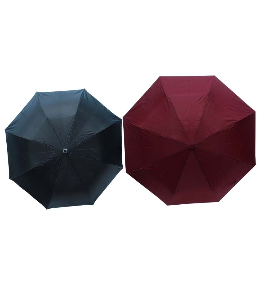     			Arip Black & Maroon 3 Fold Umbrella (Pack of 2)