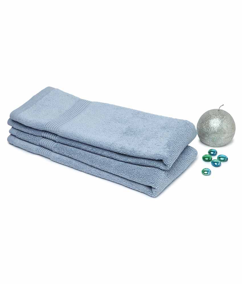     			Spaces Blue Cotton Hand Towels - Set of 2