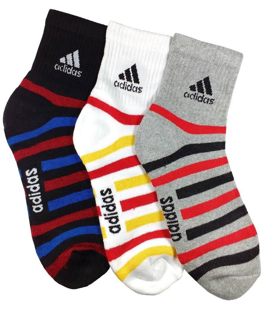 Adidas Multicolour Cotton Ankle Length Socks for Men 3 Pair Pack ...