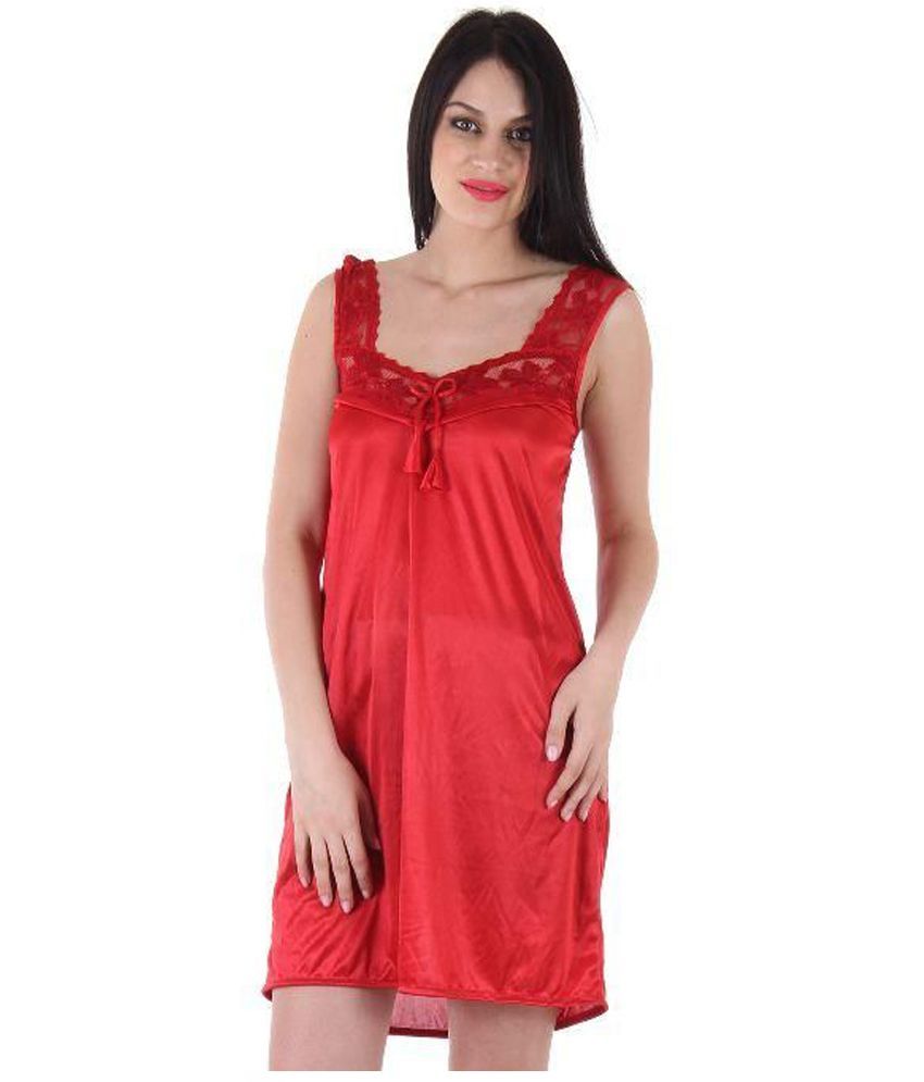 Buy Unico Wears Maroon Satin Baby Doll Dresses Without Panty Online at ...